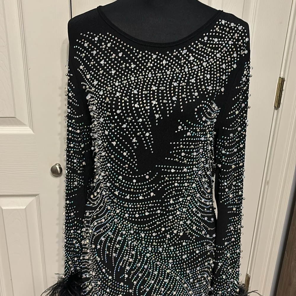 Fashion Nova Black and Silver Embellished Midi Dress - Picture 3 of 15